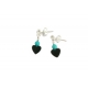 Grey Hematite Hearts and Turquoise Drop Earrings